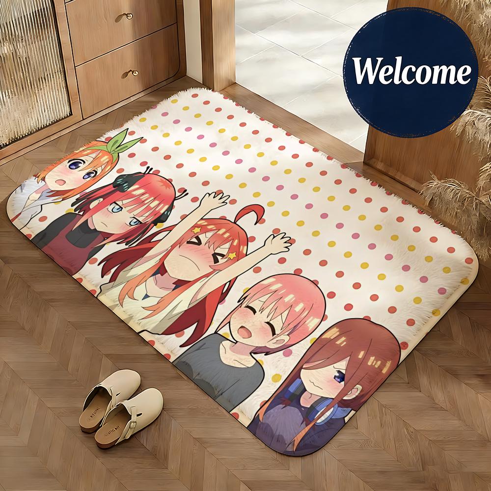 Soft Flannel Floor Mat Anime The Quintessential Quintuplets Floor Mat Non-Slip Absorbent Doormat Bathroom Bedroom Home Decor Rug