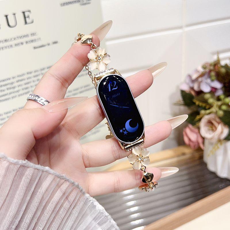 

Jewelry Flower Metal Band for Xiaomi Mi Band 8 9 10 Adjustable Metal Strap Women Dressy Bracelet for Mi Smartwatch Band 8 9 Pro Redmi watch 4 5 6 золотий