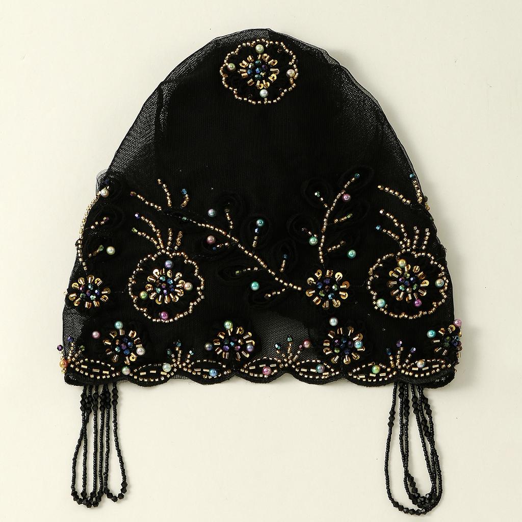 Muslim Rhinetone Lace Inner Cap Elastic Islamic Headwear for Women Prayer Cap Head Cover