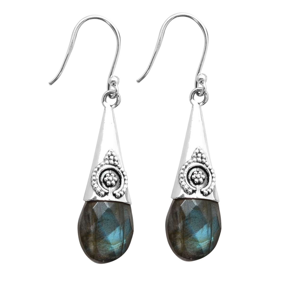 

Labradorite Gemstone Earrings Solid 925 Sterling Silver Handmade Earrings Jewelry Gift For Women And Girls E-3169