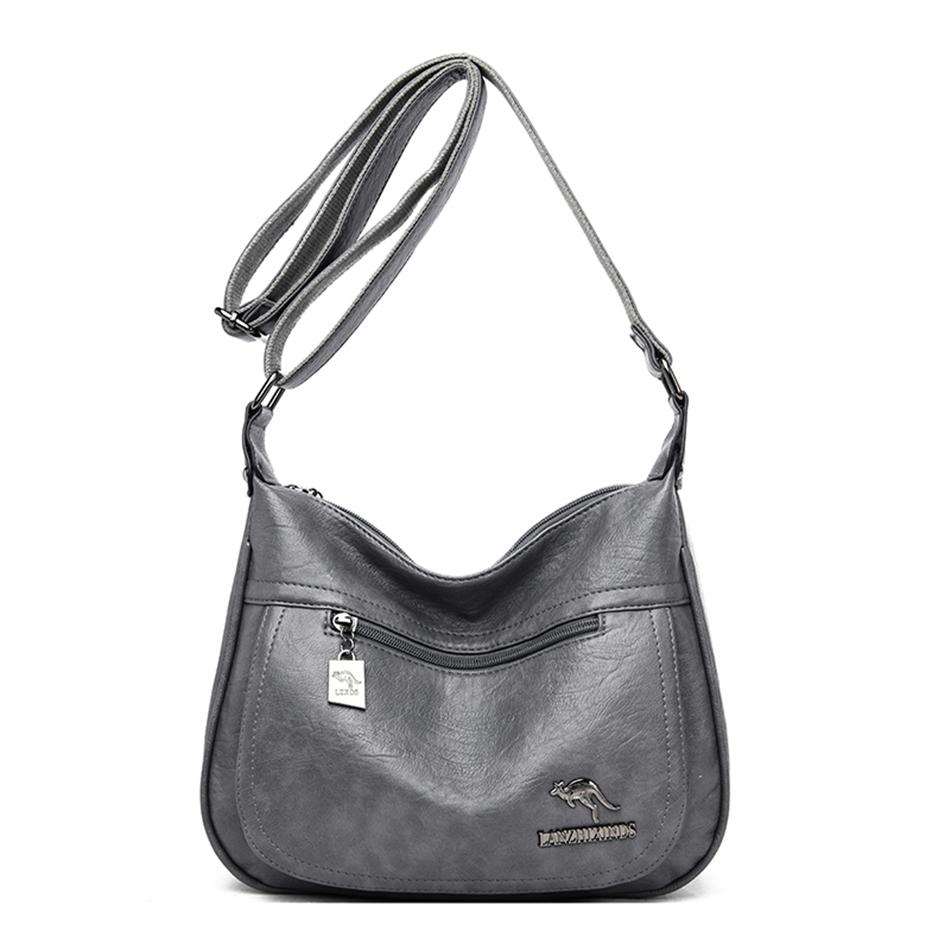 Bolsos Mensajero de Cuero de Canguro Femeninos Bolsos de Mano de Cuero de Lujo Femeninos Bolsos para Mujer Bolso de Hombro de Diseñador para Señoras