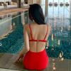Source Sexy One-piece Swimsuit Women's Triangle Backless Deep V Waist Hollow Temperature Fake Fashion Swimsuit