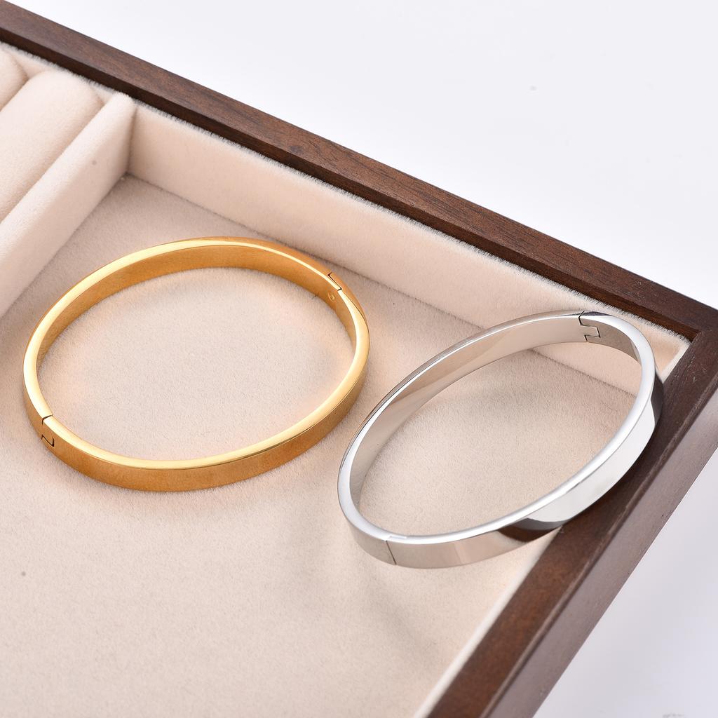 Classic Couple Bangles Stainless Steel Simple Style Smooth Cuff Bracelet Minimalist Wrist Jewelry Gifts for Men Women