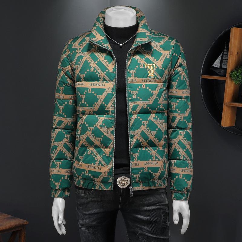 Мужская модная пуховая куртка со стойкой воротником 2025 XL зелёный