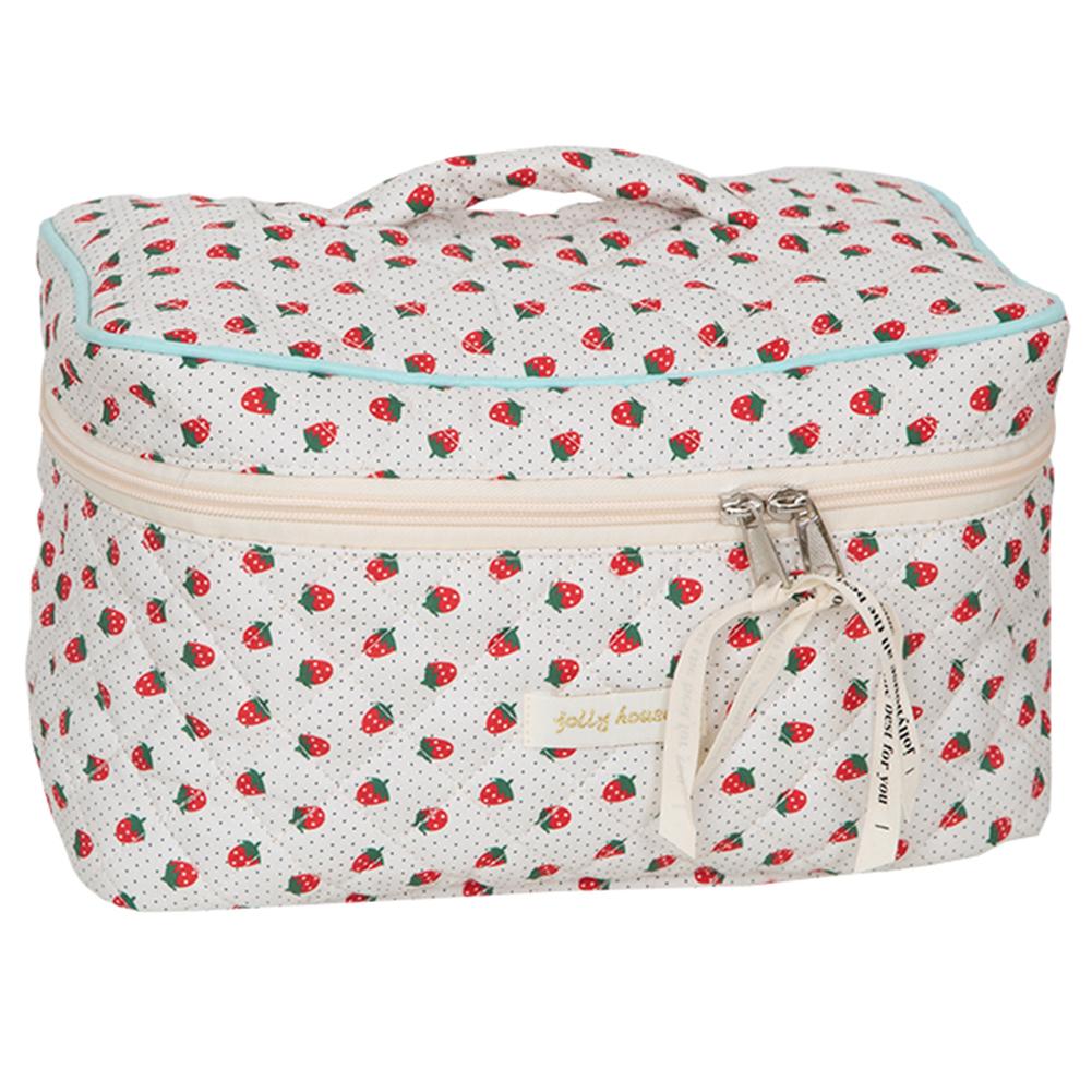 Хлопковая косметичка, косметичка-органайзер с ручкой, стеганая портативная косметичка с двойной молнией, легкая повседневная косметичка