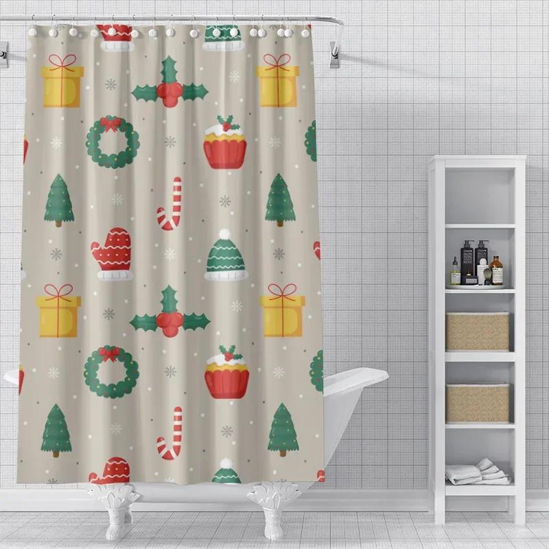 Home decoration shower curtains for bathroom waterproof curtain fabric Modern Nordic style Living Room Merry Christmas winter
