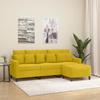 Vidaxl 3-Seater Sofa with Footstool, Yellow, 180 Cm, Velvet