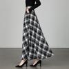 New Woolen Plaid Skirt for Women Mid-length Autumn and Winter Slimming High-waisted A-line Skirt Casual Long Skirt