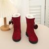 Girls' New Fleece-lined Snow Boots, Children's Cotton Shoes