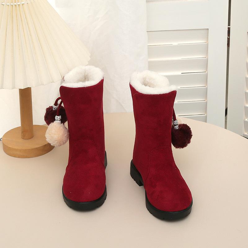 Girls' New Fleece-lined Snow Boots, Children's Cotton Shoes