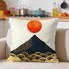 Japanese Mount Fuji Wave Sun Print Pillowcase Cushion Cover Asian Zen Home Decor Accent Throw for Bedroom