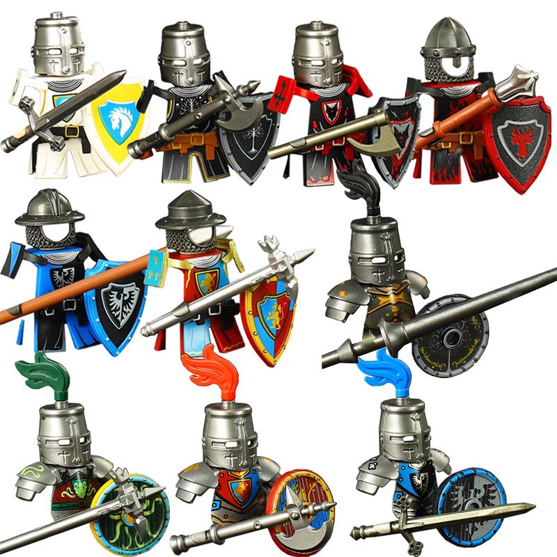 Medieval Military Noble Knights Building Blocks Figures Accessories Helmet Armor Shield Sword MOC Bricks Toys Friends Gifts