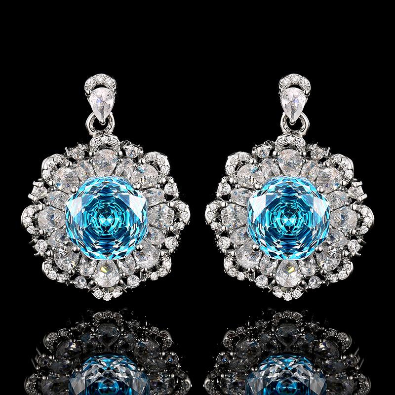 Schmuck Kupferboden Vergoldet Simulation Millennium Meeresblau Blumen-Set Hauptstein 12-10 mm