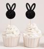 Souvenir chéri | Décorations de cupcakes en forme de lapin de Pâques doré pailleté - Lot de