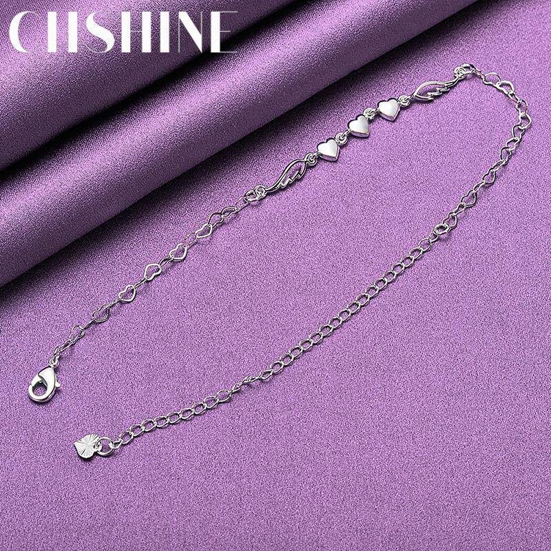 CHSHINE 925 Sterling Silver Three Love Heart Bracelet For Women Fashion Charm Jewelry