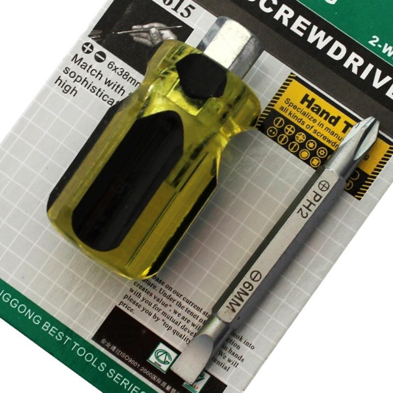 Screwdriver Interchangeable Short Slotted Cross Screwdriver Impact Double Head PH2 70mm Bit Nutdrivers Hand Tools
