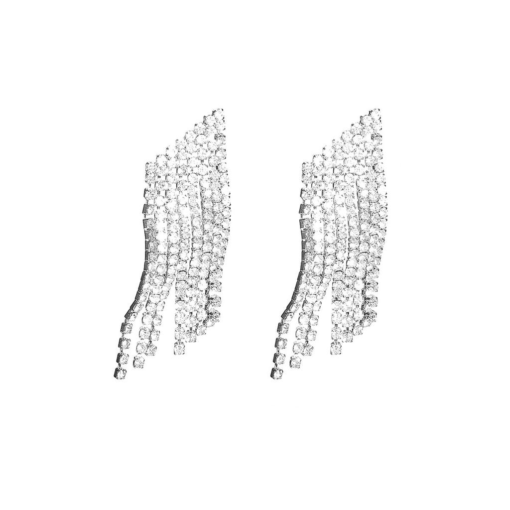 High-end luxury fringed small earrings temperament versatile rhinestone studs