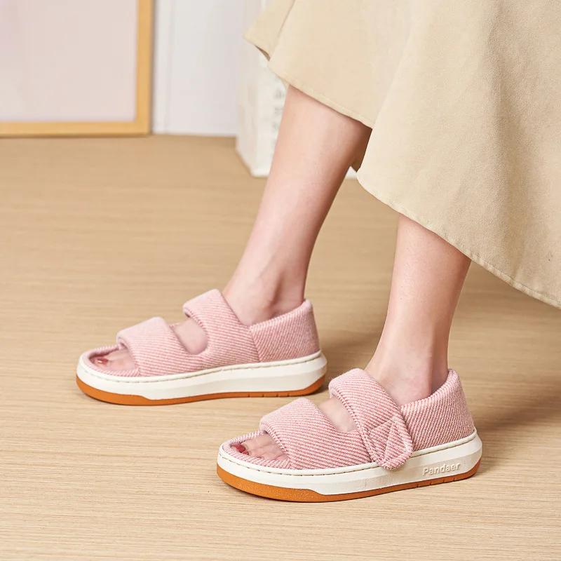 Fashion Summer Home Slippers Thick-soled Sandals Double Straps Wide Sandals Do Not Slip Comfortable Walking Sandals for Men and Women