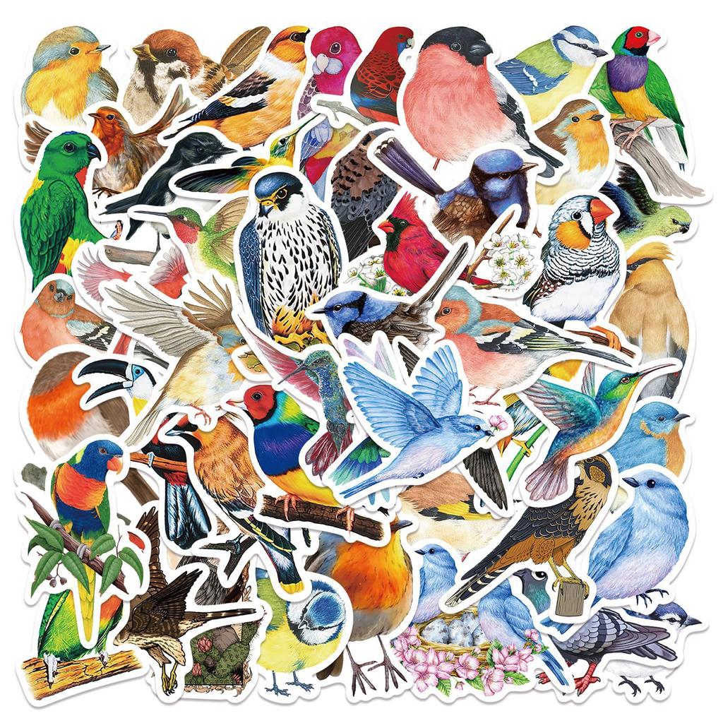 10/50Pcs Watercolor Style Mixed Cute Bird Stickers Graffiti for DIY Luggage Laptop Skateboard Motorcycle Bicycle Stickers