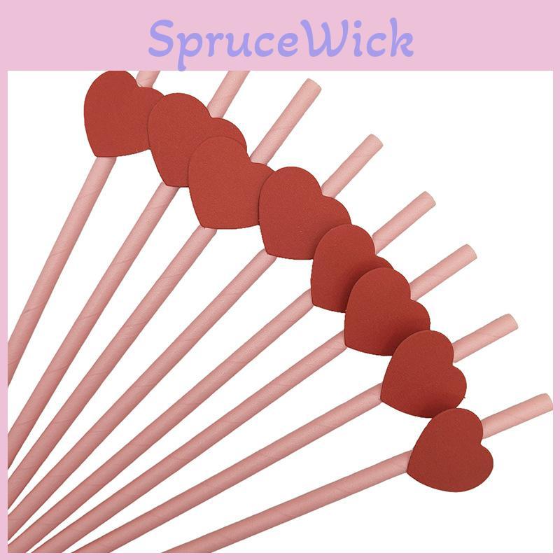 Ecofriendly Heart Card Disposable Paper Straws For Cake And Party Decor