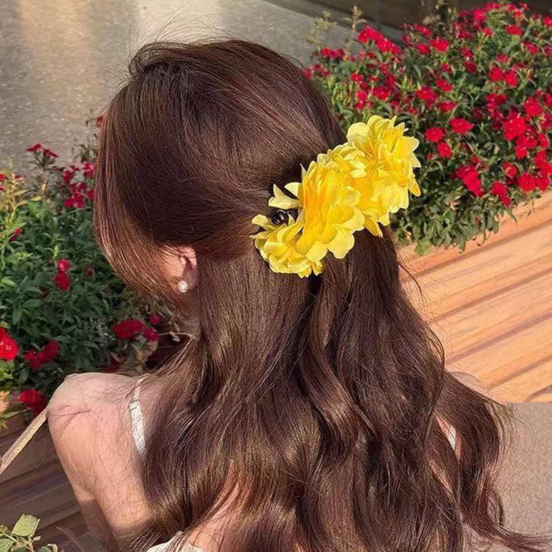 Fashionable Red Rose Banana Clip Vertical Clip Large Hair Clip Headdress For Women Girls Sweet Versatile Hair Accessories Gifts