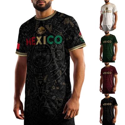 Men's Casual Soccer Printed Quick-Dry Lightweight Mesh Breathable Short Sleeve Crew Neck T-Shirt for Sports and Outdoor Activities