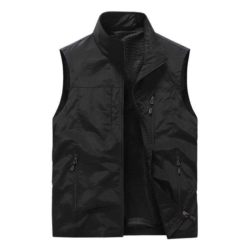 Stand Collar Vest Workwear Multi-pocket Vest Men's Vest Sleeveless
