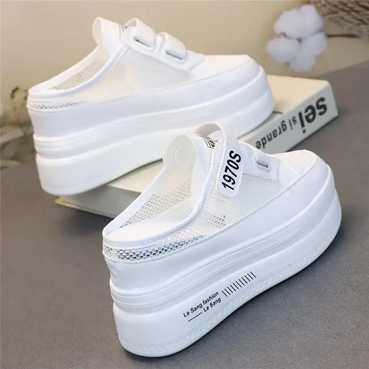 Fashion Modern Slippers Women's Super High Heels Lazy Person Half Drag Increase Thin 10CM Wearing Female Slippers women luxury sandals