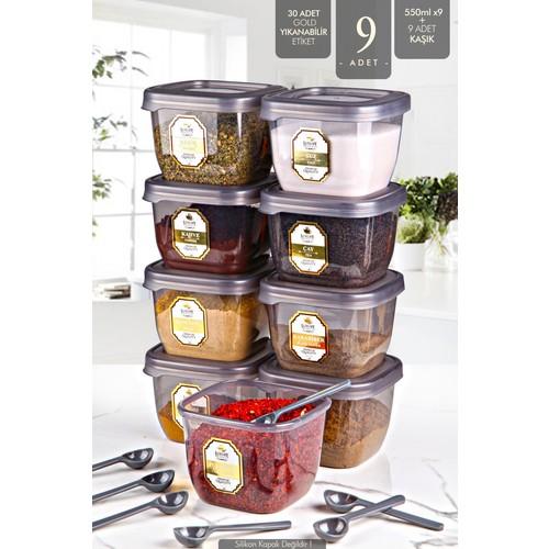 

Набор из 9 контейнеров для хранения Boly Square с золотой этикеткой и ложкой 550 мл - несколько наборов