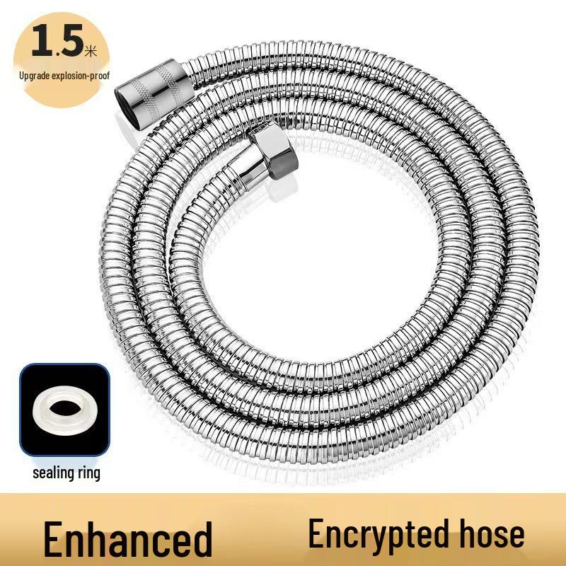 Stainless Steel Universal Shower Head & Hose (1.5m/2m) for Hot and Cold Water, Compatible with Rain Showers and Heaters