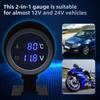 2 IN 1 Water Temperature Gauge 12V 24V 26mm/28mm Electronic Water Temp Gauge LED Digital Round Digital Temperature Sensor Car