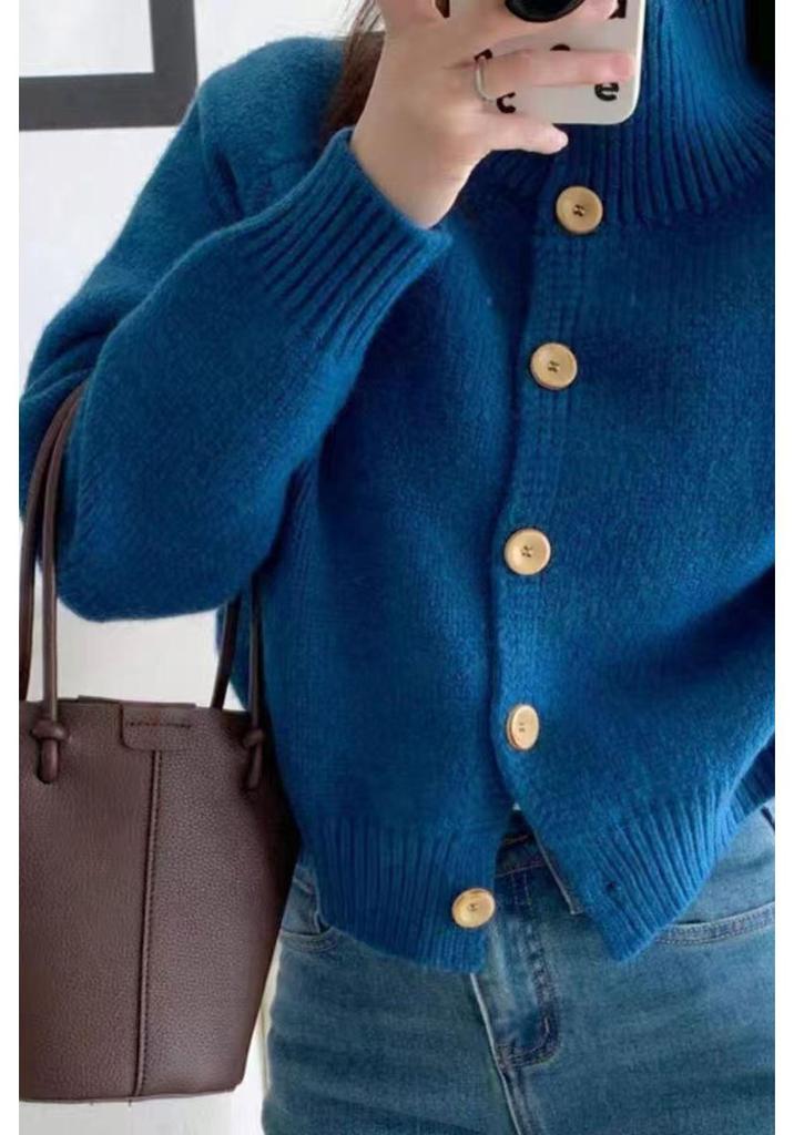 Women's Cozy Korean Style Wool Knit Cardigan - Autumn/Winter Outerwear