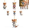 Adorable Cartoon Fox Acrylic Flat Christmas Tree Ornament For Car Interior Decoration