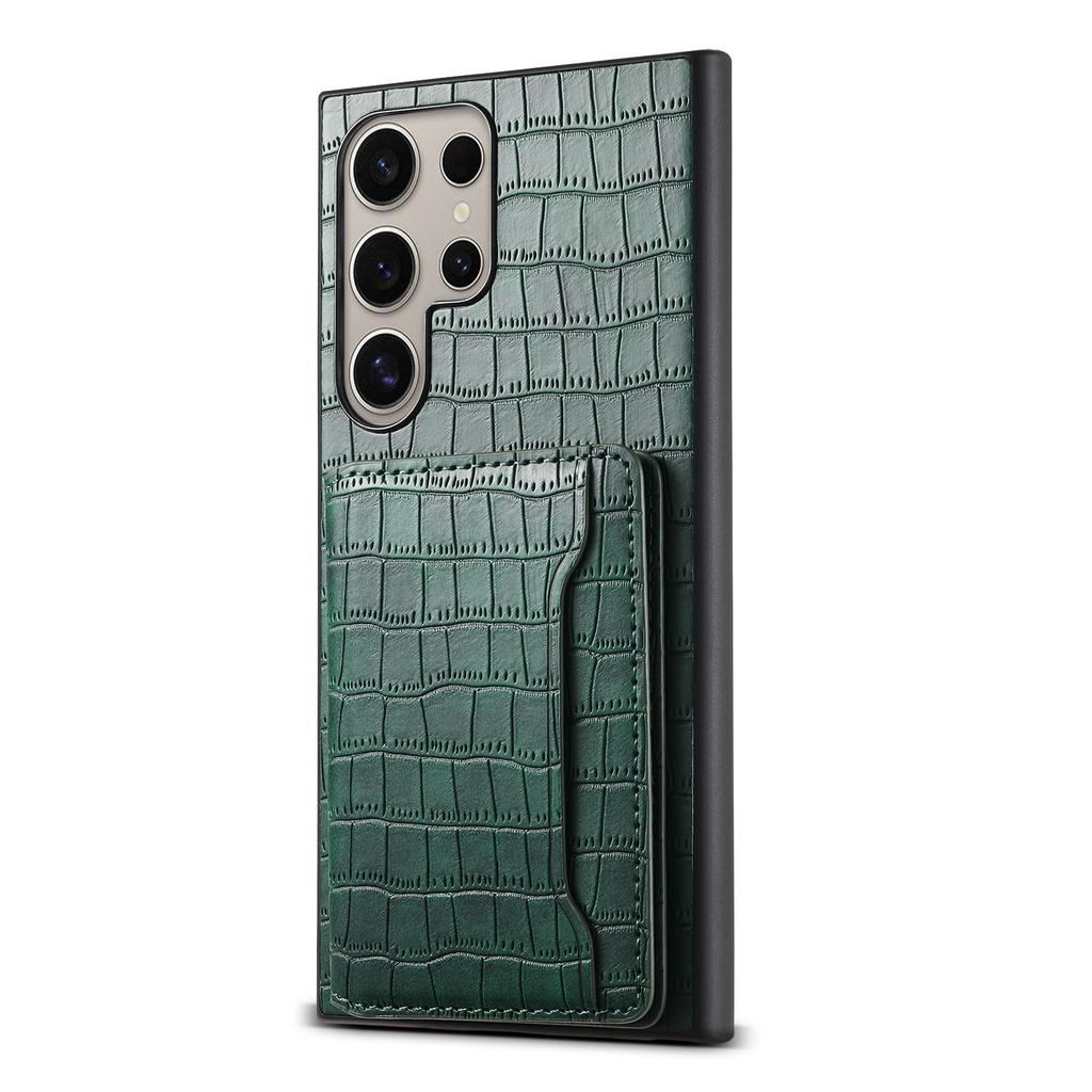 For Samsung Galaxy S24 Ultra Case Crocodile Texture Card Slot Kictsand Phone Cover