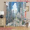 2D flat printing 2pcs Curtains Anime City Street Scene People Traffic Digital Printed Polyester Drapes Birthday Party Perfect