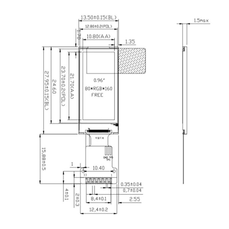 0.96 Inch Ips Display Lcd Screen Module Tft Display 80*160 St7735 Driv 3.3V 8Pin