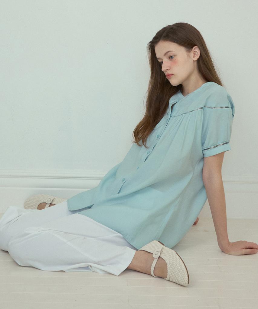 Aueonoseuteljia Boho Lace Mini Blouse_Ash Blue(O25-Bl03)
