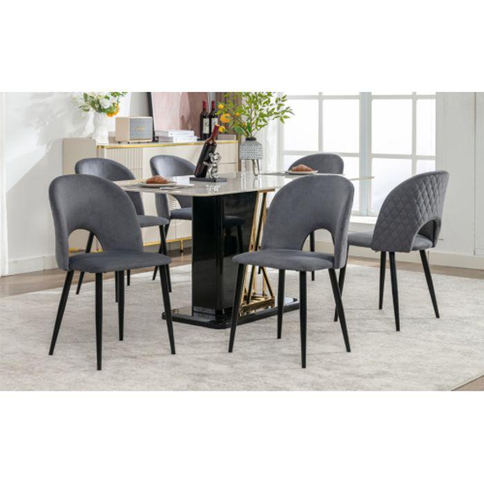 Chaises de salle à manger - MUVOE - Design - Velours - Pieds réglables - Lot de 6