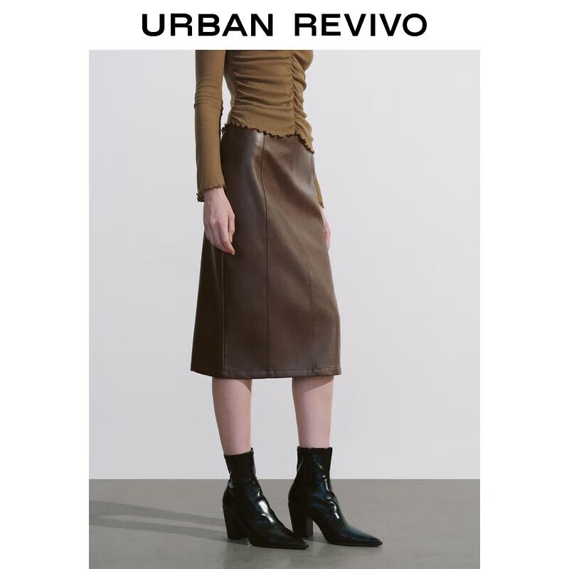 

UR 2025 Autumn Retro Zipper Back Slit Skirt M