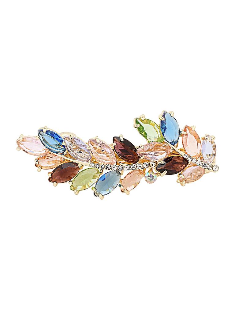 Yellow Chimes Hair Clips for Women Girls Barrette Hair Clips for Women Hair Accessories for Women Leafy Shaped Clips for Women Multicolor Crystal Fr