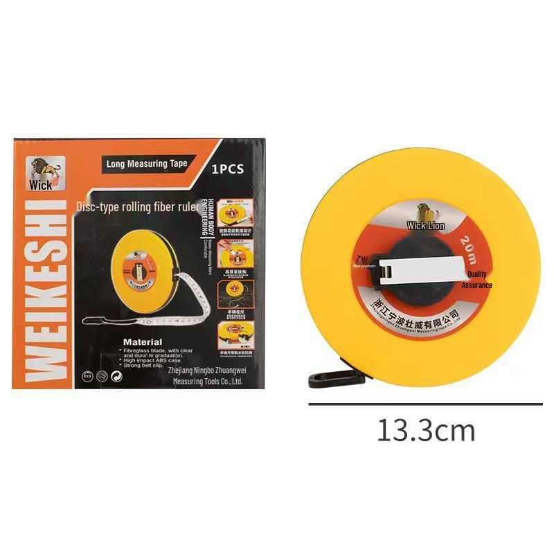 Industrial Fiber Tape Measure: 20m, 30m, 50m, 100m Round Disc for Construction