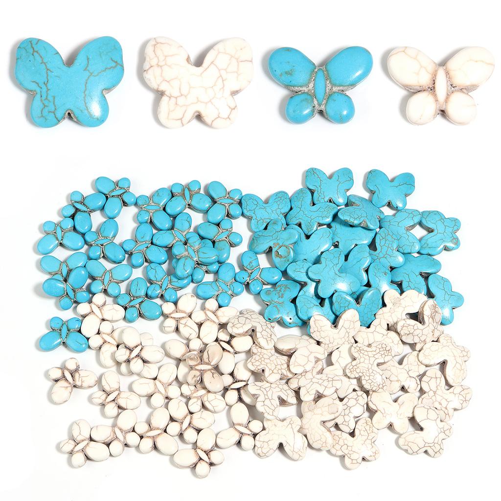 20 Stück Natürliche Türkissteinperlen Schmetterling Lose Abstandshalterperlen Für Schmuckherstellung DIY Halskette Armbänder Handykette Zubehör