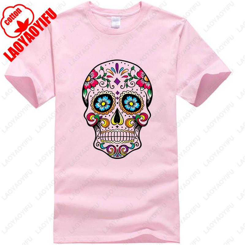 Mens Cotton Street Style TShirt Gothic Skull Graphic Print Summer 2025 Casual Tee Breathable Streetwear Classic Style Tee