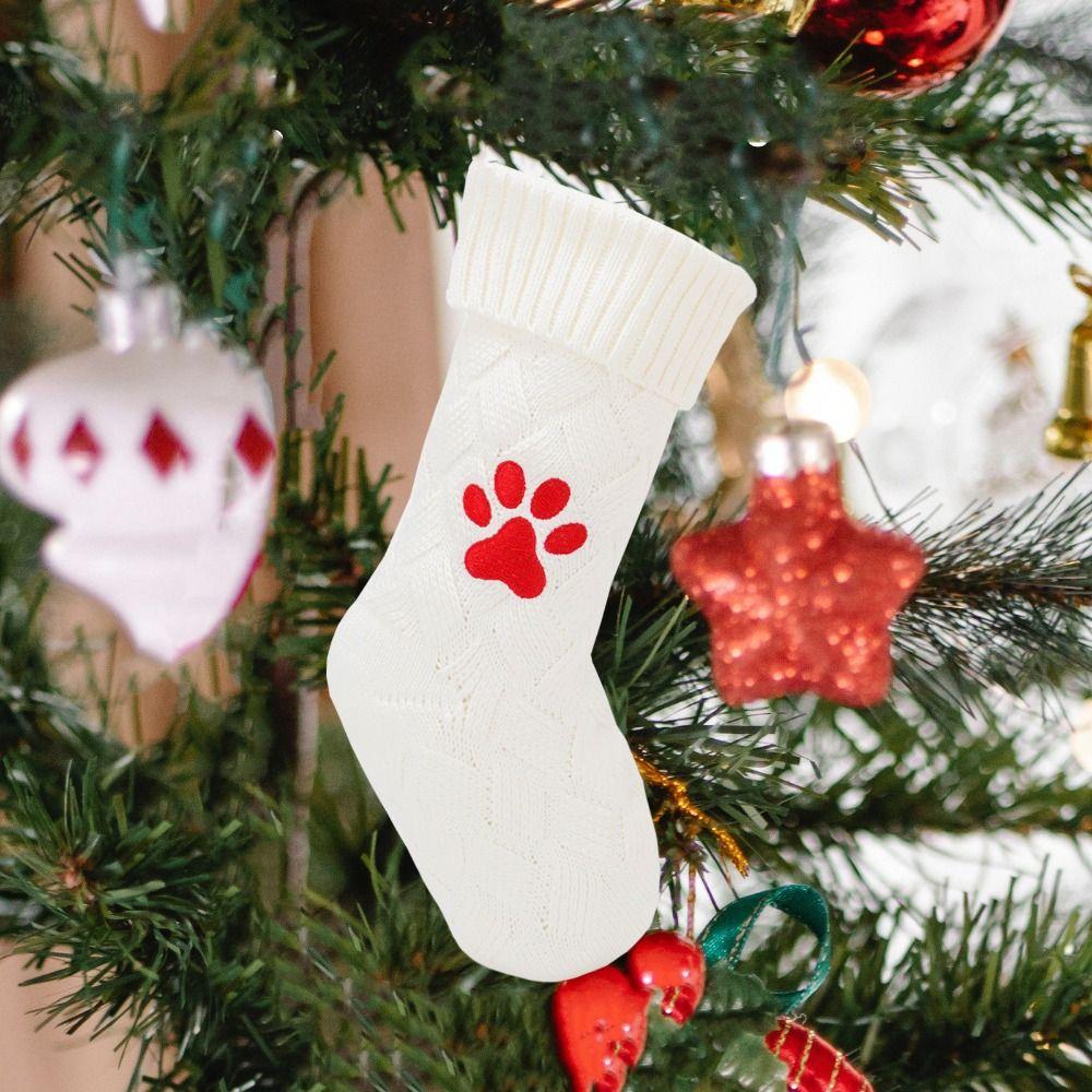 Hanging Christmas Socks Gift Bag Cute Christmas Tree Pendant Crafts Knitted Socks New Year
