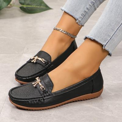 Vente Chaude 2024 Chaussures pour Femmes Mocassins Ballerines pour Femmes Décoration Métallique Mode Chaussures Plates Haricot Nouvelles Bout Rondes Plates Légères Talons Bas