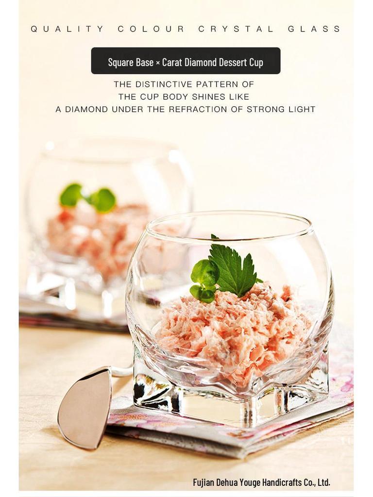 Clara Creative Glass Dessert Cup - Lead-Free Pudding, Yogurt, Ice Cream, Waffle & More