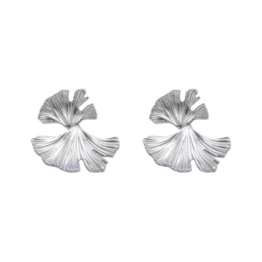Silver/Gold Metal Ginkgo Leaf Earrings Metal Leaves Ear Studs Personality Big Plant Earrings  Party