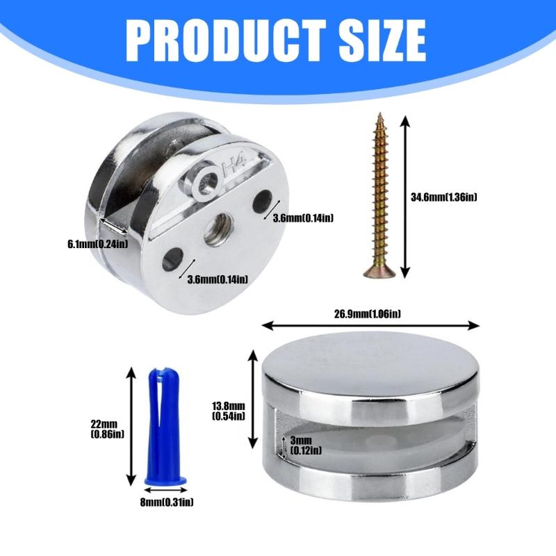Modern Zinc Alloy Shelf Bracket Quick Setups Advertising Plate Glass Clamp Bathroom Mirror Glass Fixed Fitting Enduring