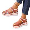 New Large-sized Thick-soled Sandals, Women's Flat Velcro Beach Shoes