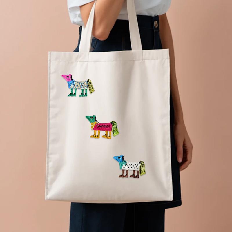 Cartoon Pony Studded Patch Decorative Embroidery DIY Cloth Applique Bag Hat Various Styles Cute Fabric Patch Sewing 5 Styles